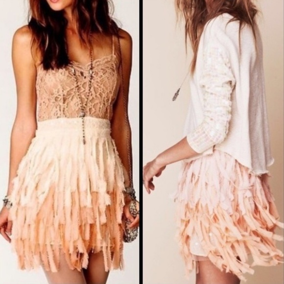 Free People Lace Sequined Ombré Feather Dress - Picture 4 of 9